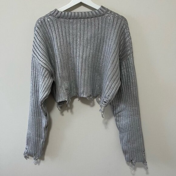 Zara ZW Collection CONTRAST TRIM KNITTED POLO SWEATER Silver / Metallic Size L - Picture 11 of 16
